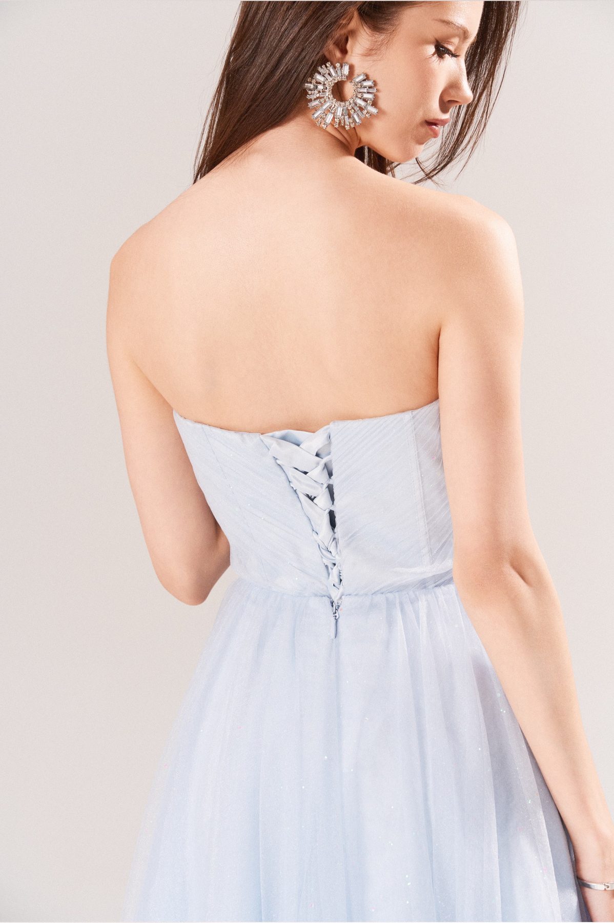 Light blue corset-back gown