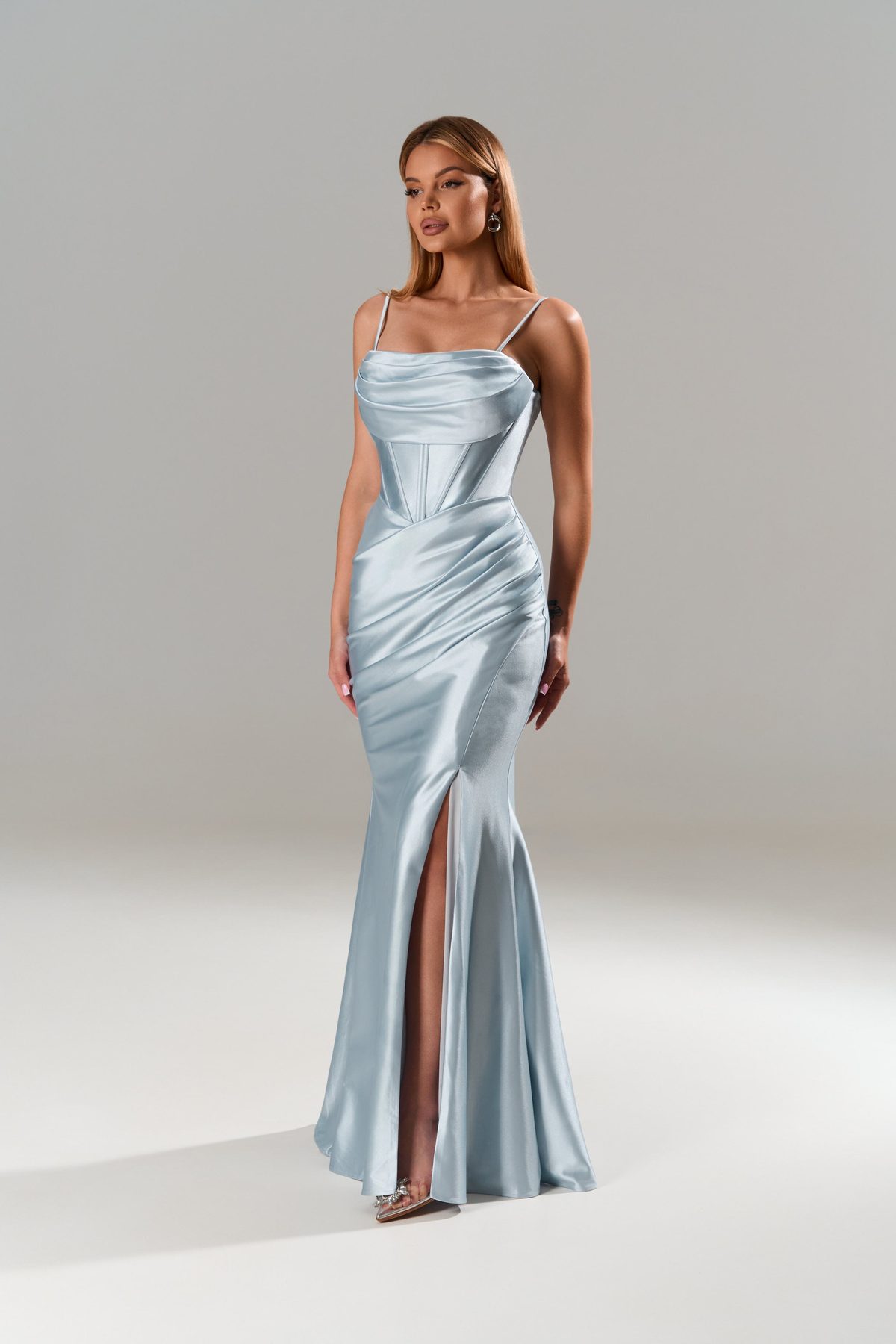 Amélie — ice-blue satin mermaid gown